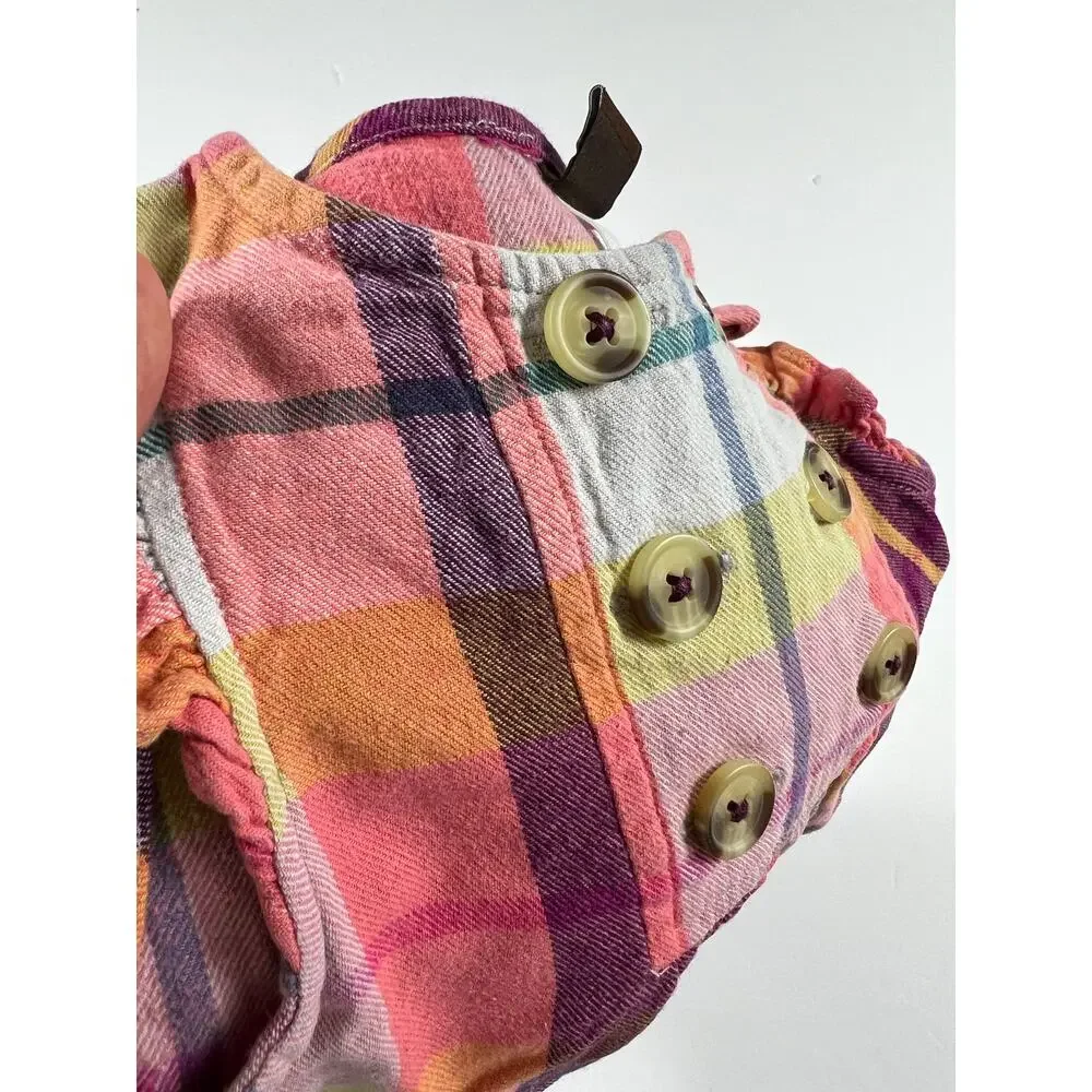 Tea Collection Faodail Flannel Plaid Jumper Dress Pink Maroon Size 2